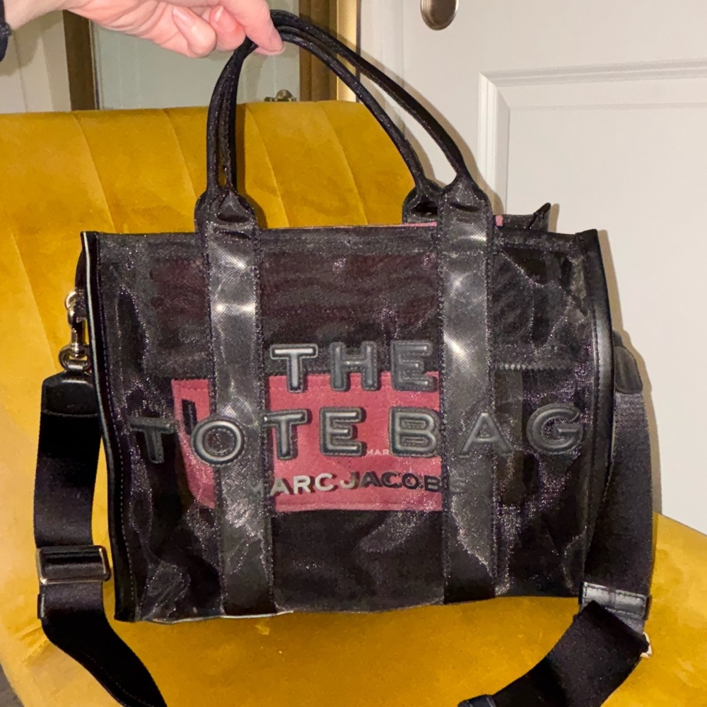 Marc Jacobs Black mesh Tote Bag with pink pocket